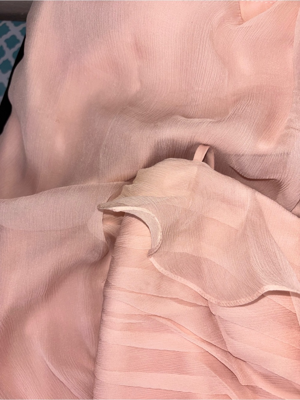 Amsale Soft Pink Ruffle Chiffon Strapless Dress size 6 - Picture 15 of 16